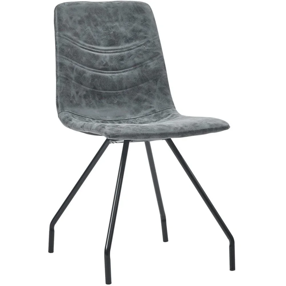 Esszimmerstühle 2 in schwarzem Leder - 0