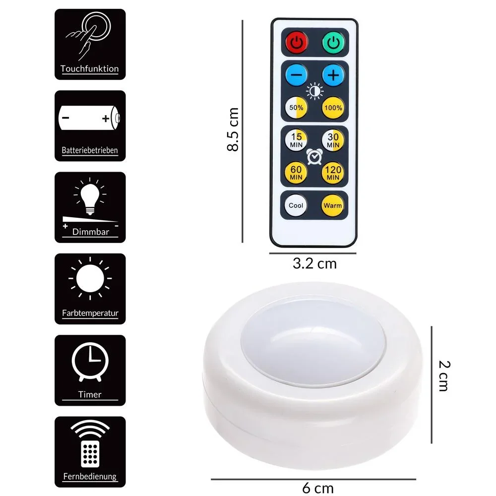 LED-Lampe 6er-Set Skab White mit Fernbedienung - 1