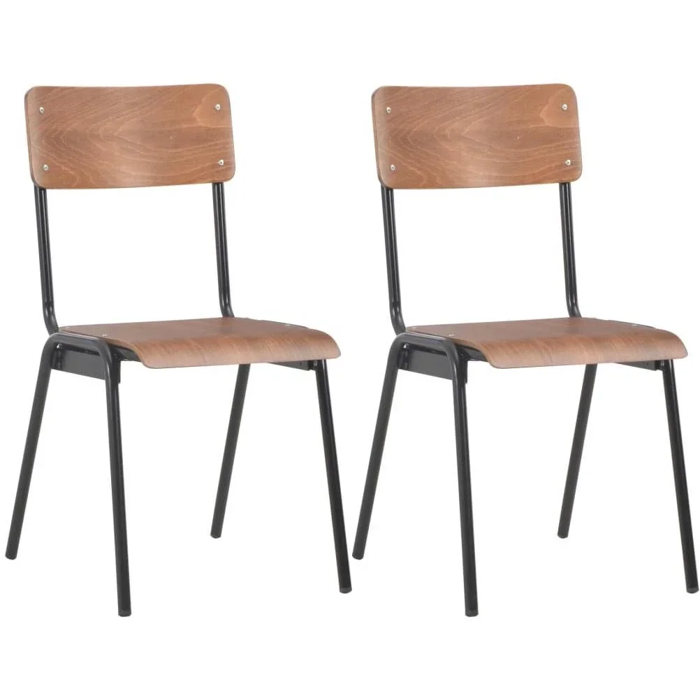 Esstischstühle 2tlg. massiv Sperrholz Stahl braun - 2