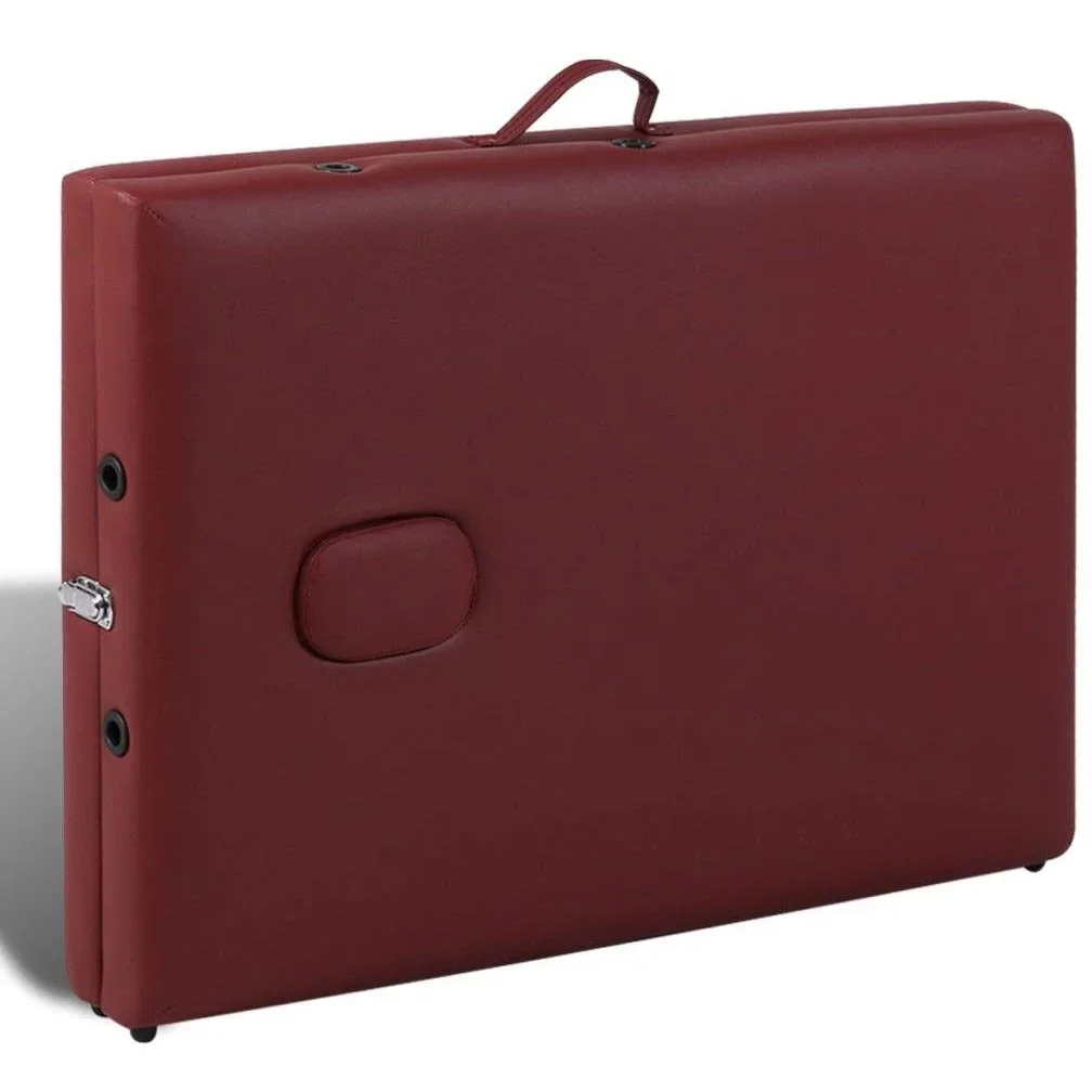 Klappbare Massageliege 2 Zonen mit Holzrahmen (rot) - 3