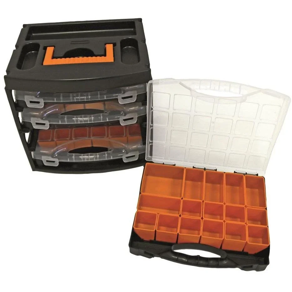 2x Aufbewahrungsbox mit 4 Sortimentsboxen - 31,3x27x29,7 cm - 0