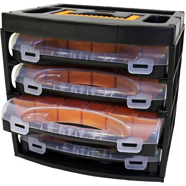 2x Aufbewahrungsbox mit 4 Sortimentsboxen - 31,3x27x29,7 cm - 3