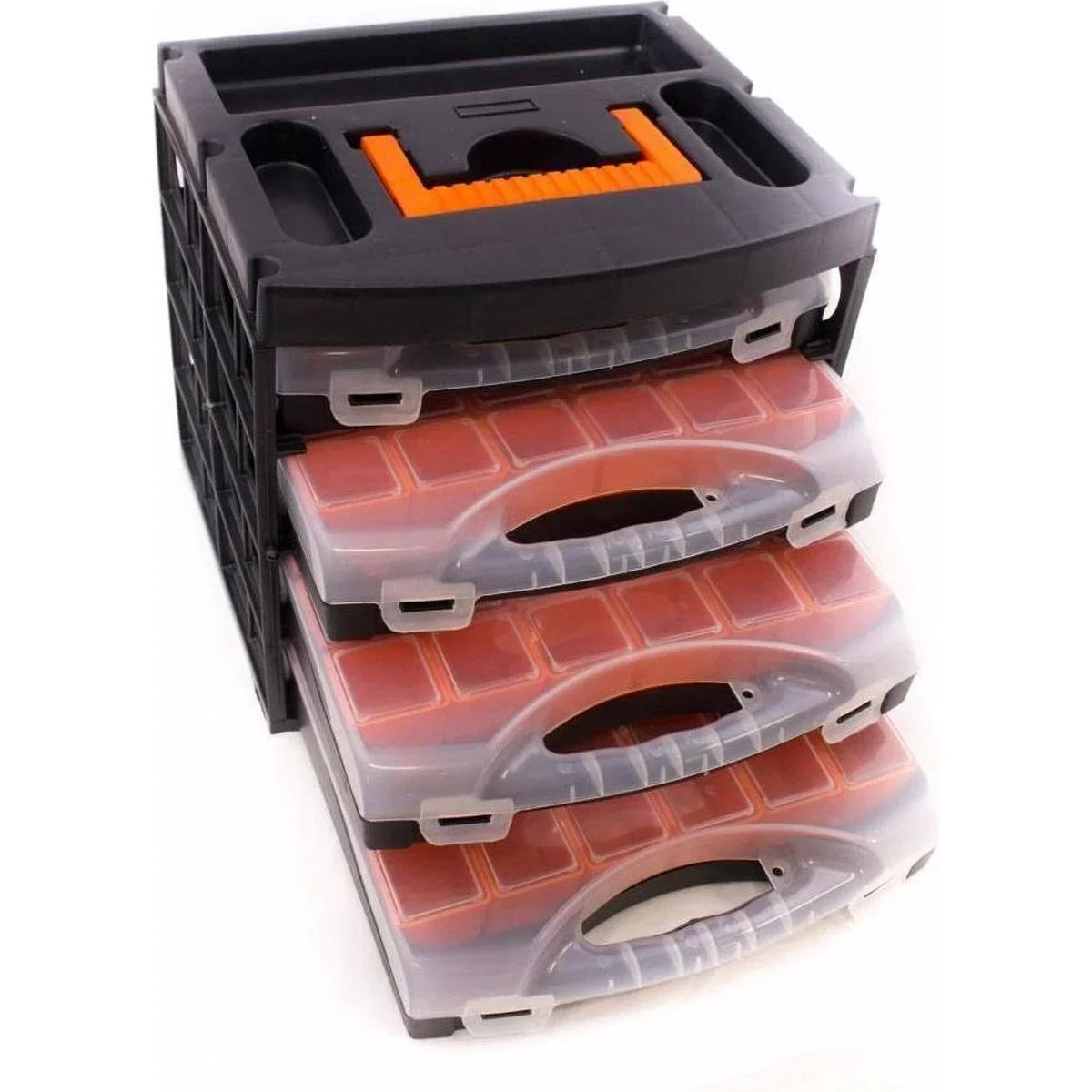 2x Aufbewahrungsbox mit 4 Sortimentsboxen - 31,3x27x29,7 cm - 4