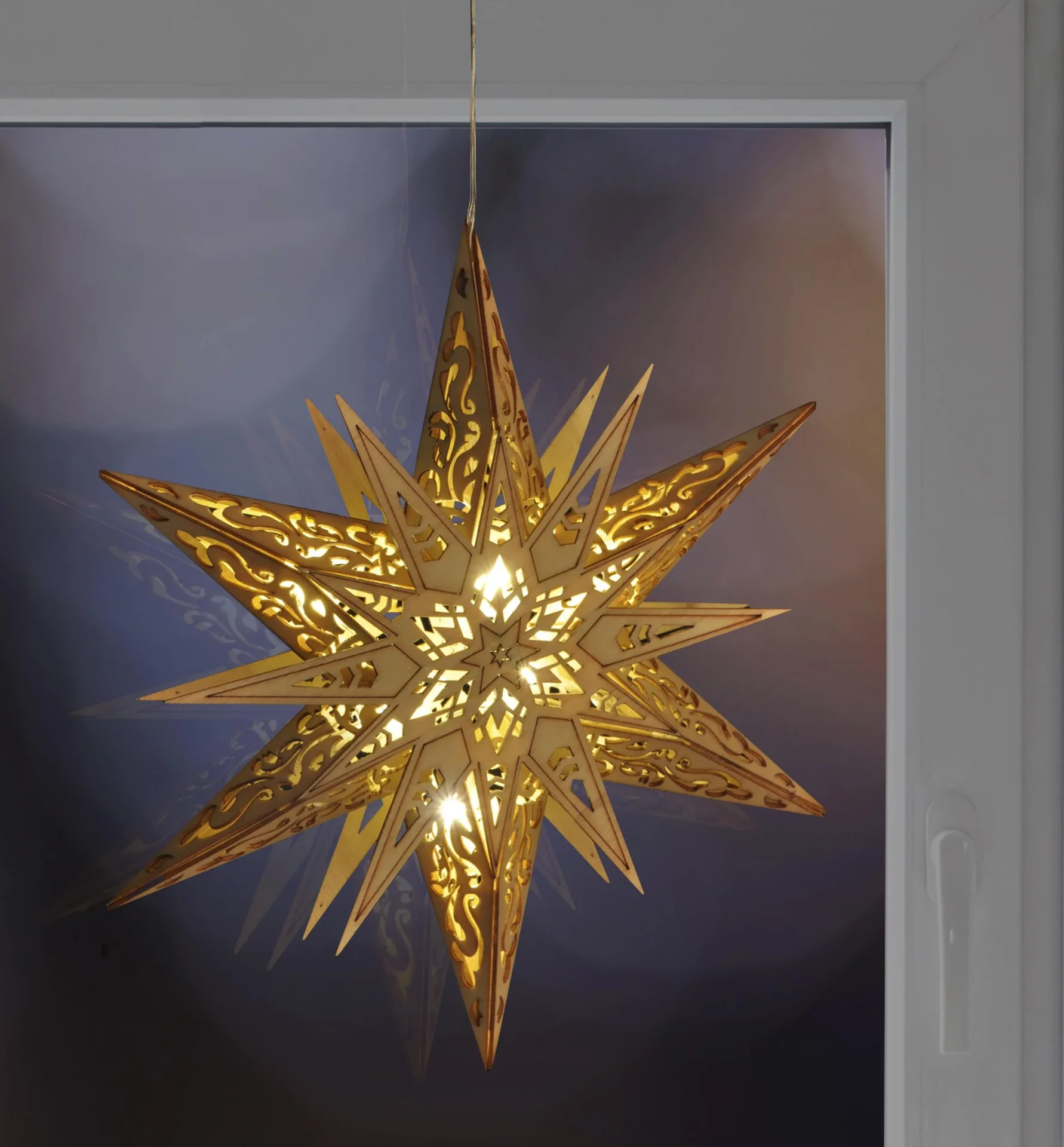 Weihnachtsdekostern mit 6 warmweißen LEDs - 1