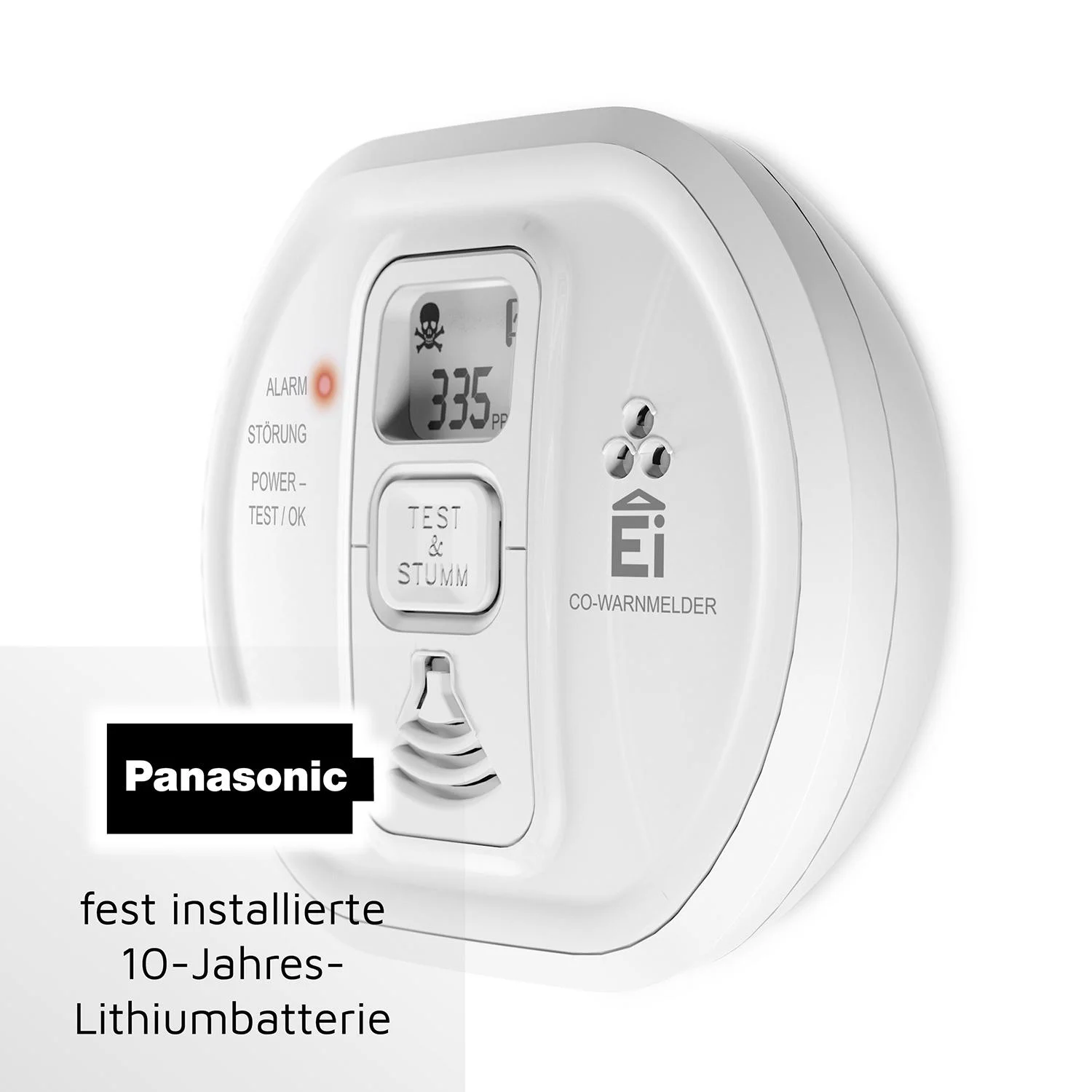 Kohlenmonoxid (CO) Warnmelder Ei208D mit LCD-Display - 0
