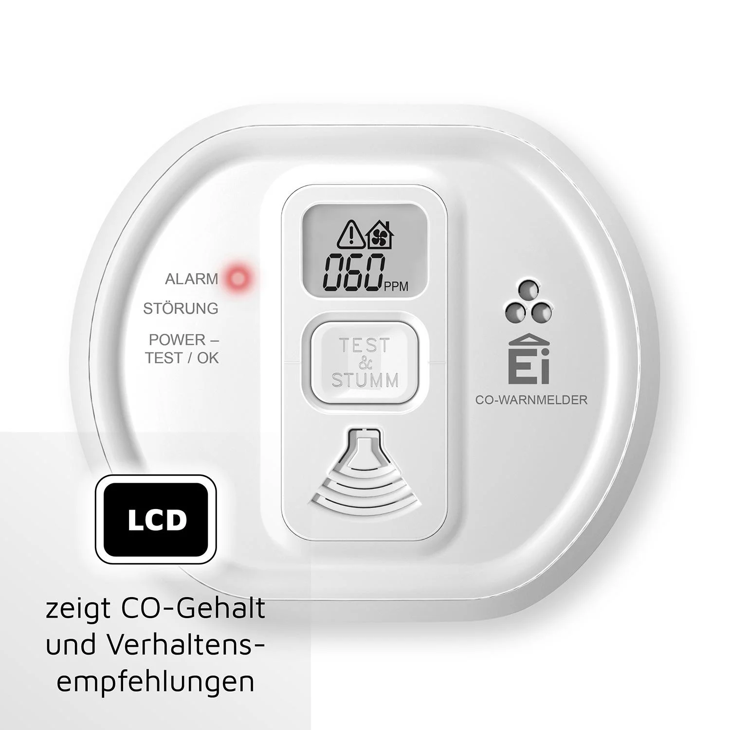 Kohlenmonoxid (CO) Warnmelder Ei208D mit LCD-Display - 7