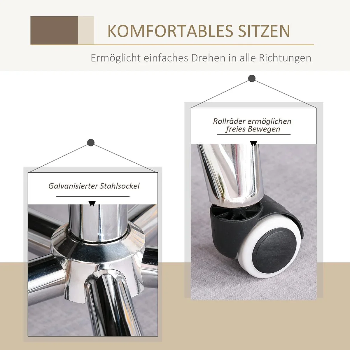 Bürostuhl höhenverstellbar Hellgrau - 0