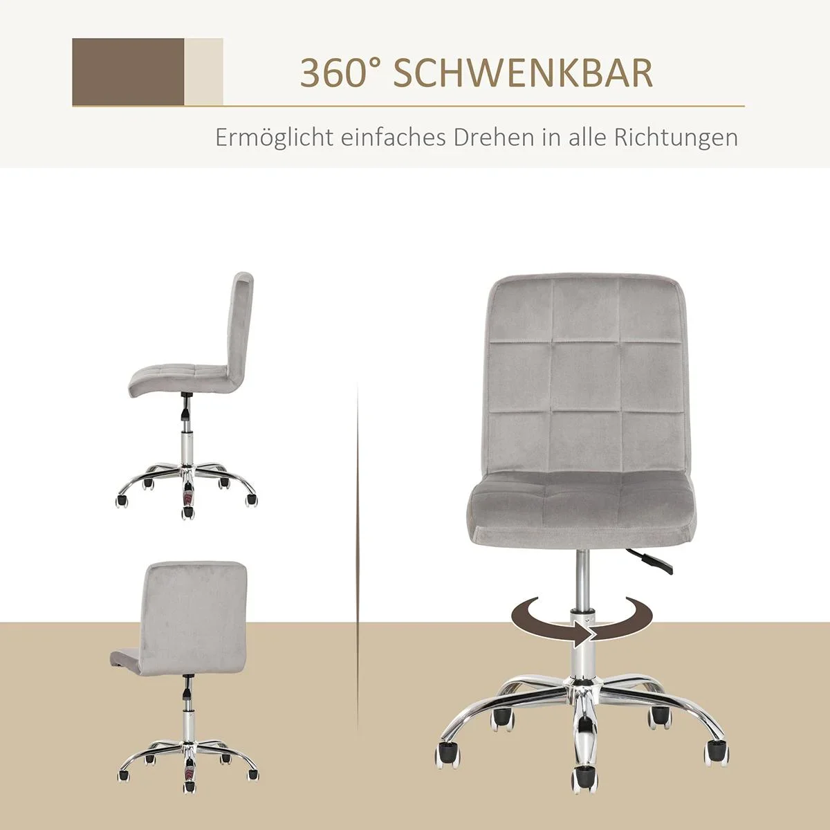 Bürostuhl höhenverstellbar Hellgrau - 5