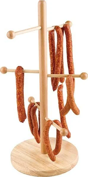 Brezel- oder Wurstständer - Verkaufsständer Buchen-Holz versiegelt, Fuß Ø 22 cm, Höhe 50cm - 0