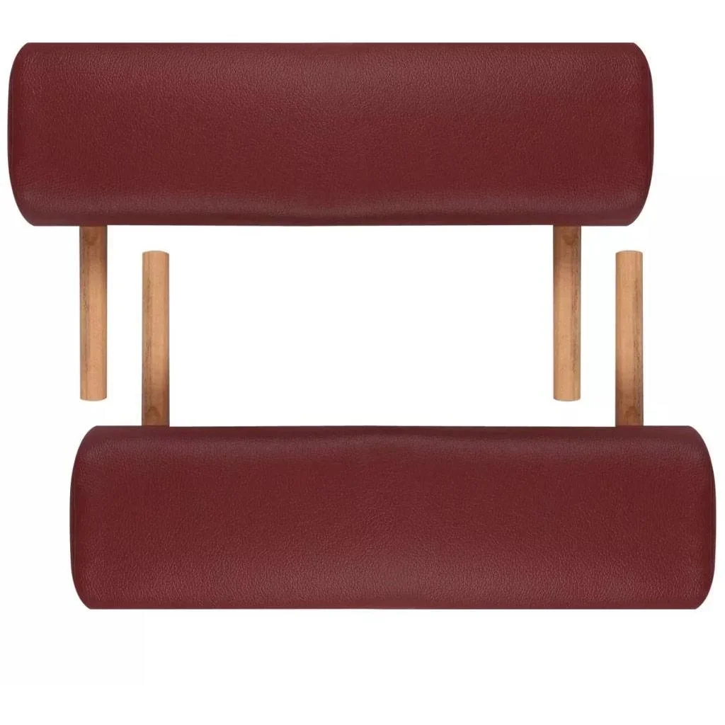 Klappbare Massageliege 3 Zonen mit Holzrahmen (rot) - 5