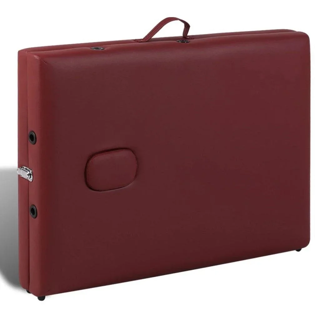 Klappbare Massageliege 3 Zonen mit Holzrahmen (rot) - 6