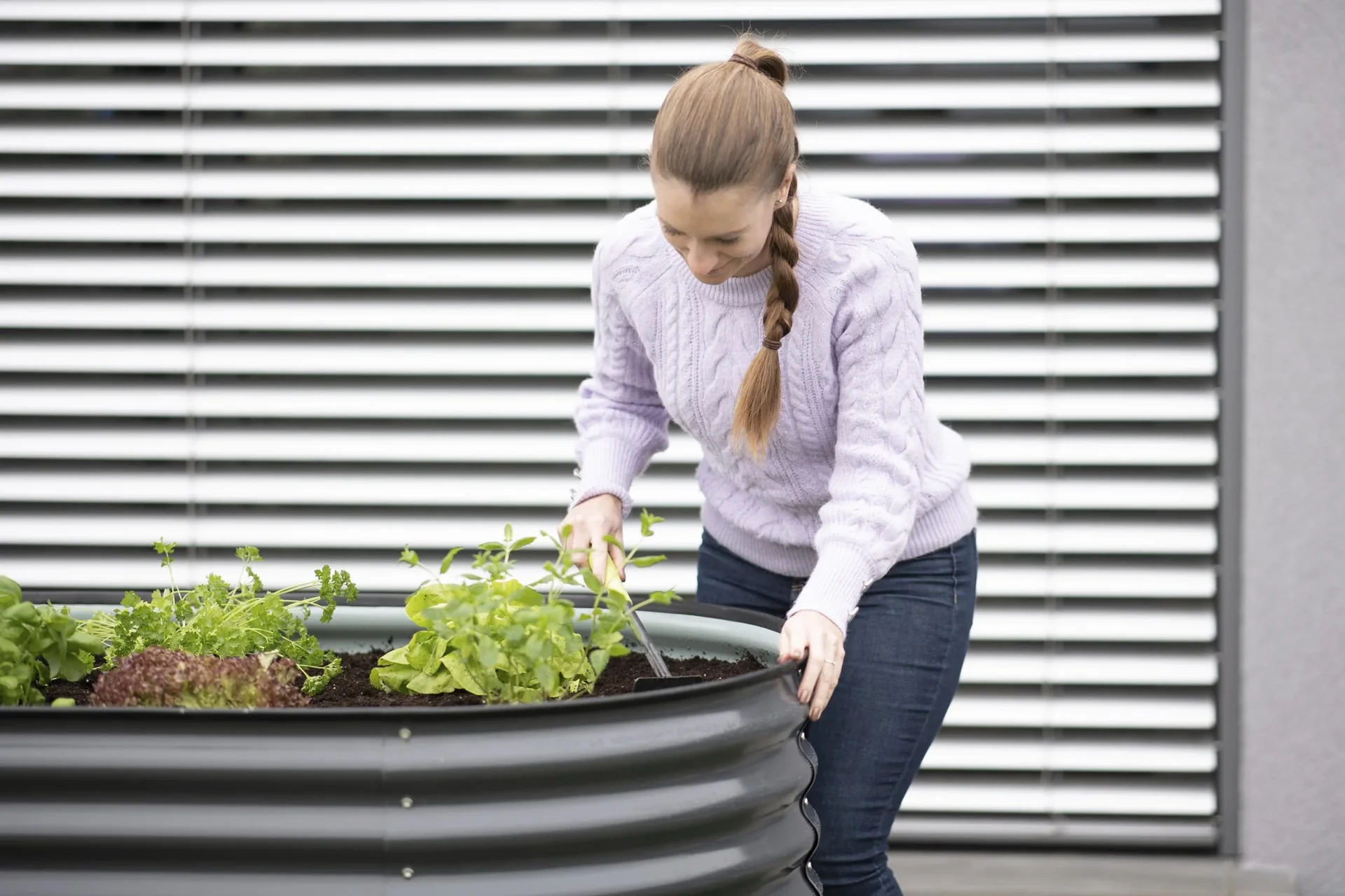 Metall Hochbeet Oval anthr. 240 x 80 x 82 cm - 0