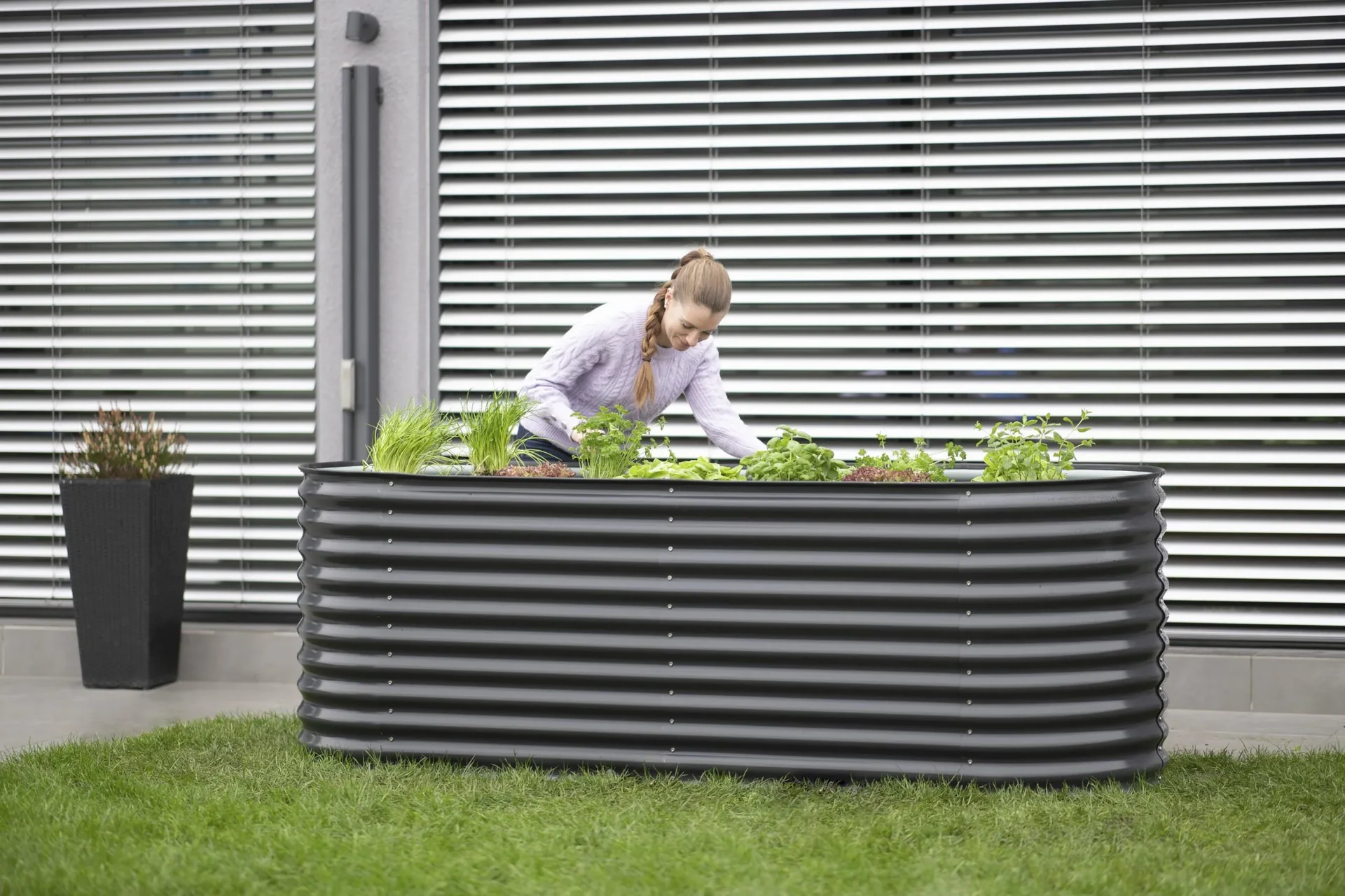 Metall Hochbeet Oval anthr. 240 x 80 x 82 cm - 3