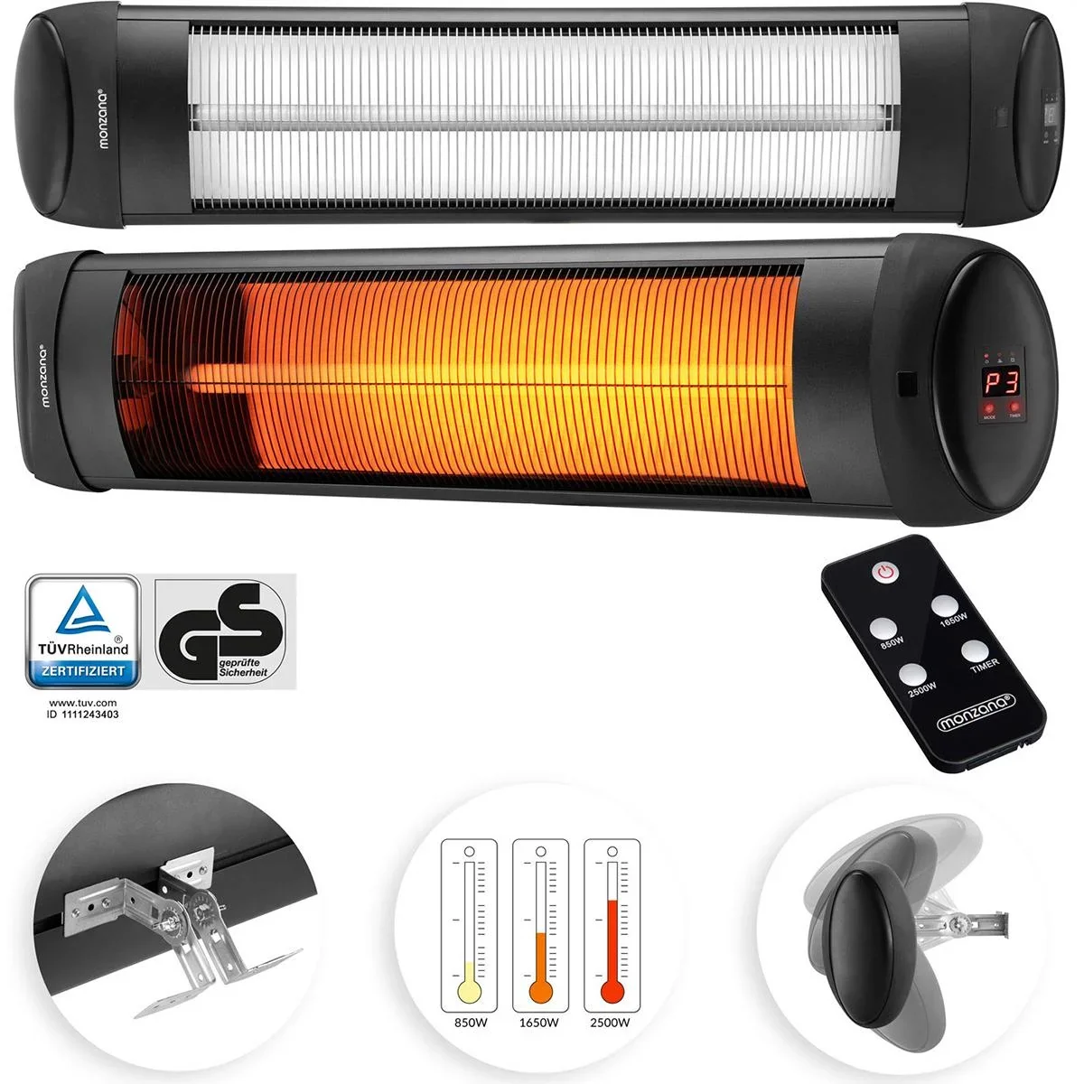 Infrarotheizung - 2500W - mit Zeitschaltuhr und Fernbedienung - 1