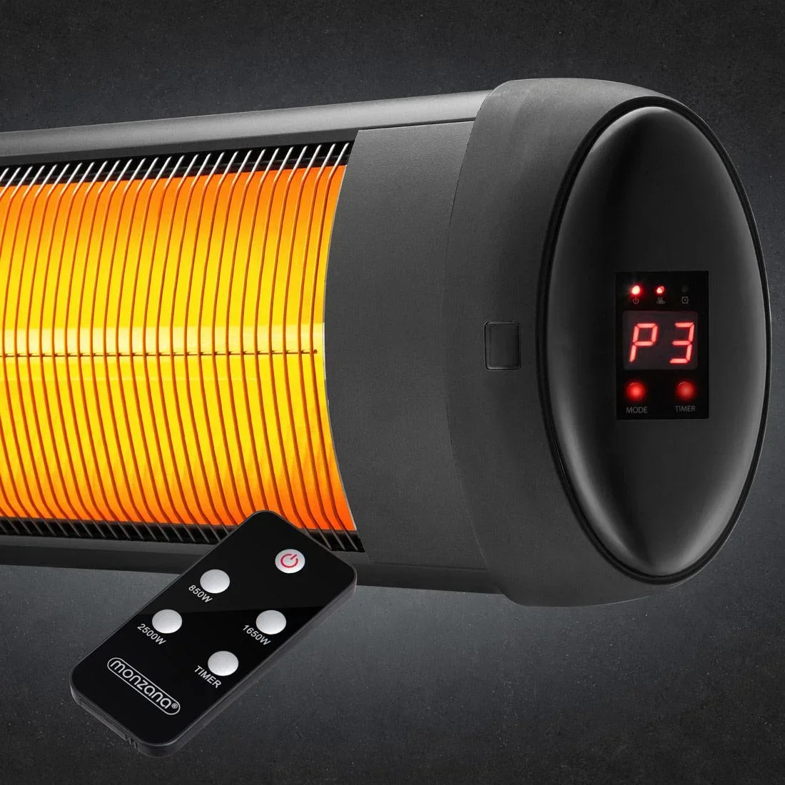 Infrarotheizung - 2500W - mit Zeitschaltuhr und Fernbedienung - 2