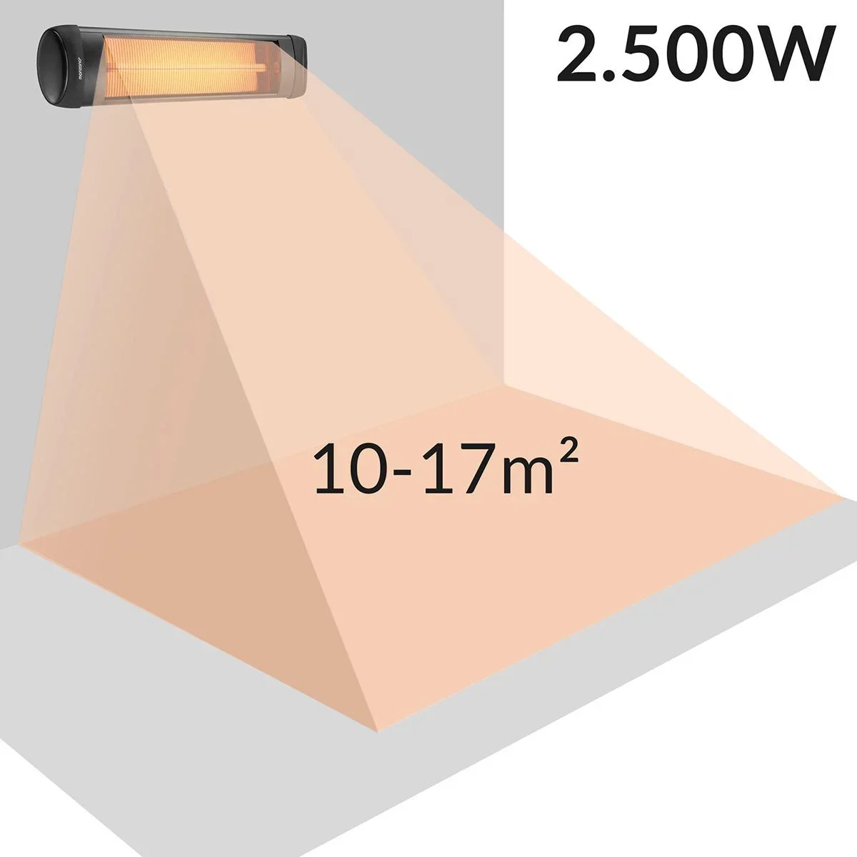 Infrarotheizung - 2500W - mit Zeitschaltuhr und Fernbedienung - 5