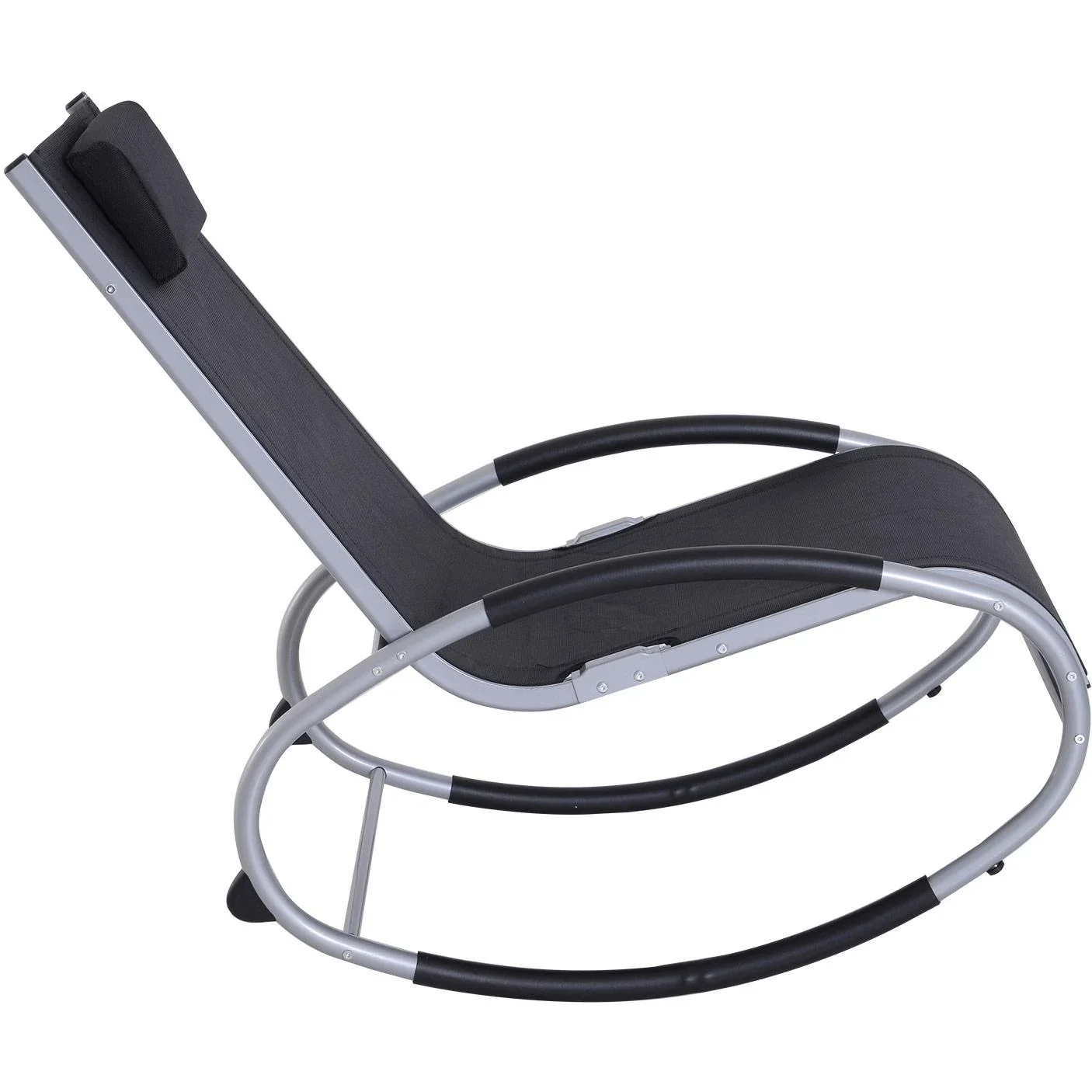 Schaukelstuhl Schaukelliege Gartenliege Schwungliege mit Kopfkissen wetterfest Aluminium Grau bis 120 kg 120 x 61 x 88 c - 0