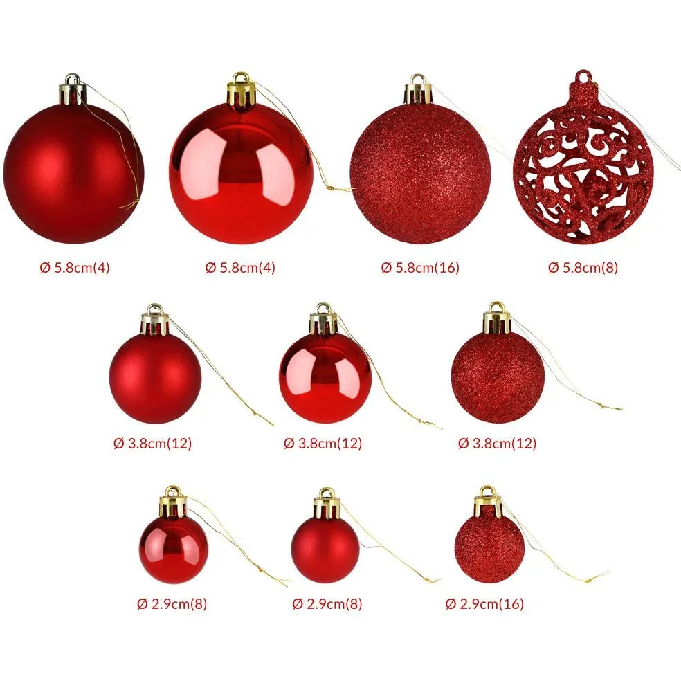 Weihnachtskugeln - Christbaumschmuck - Rot 100 Stück. - 0
