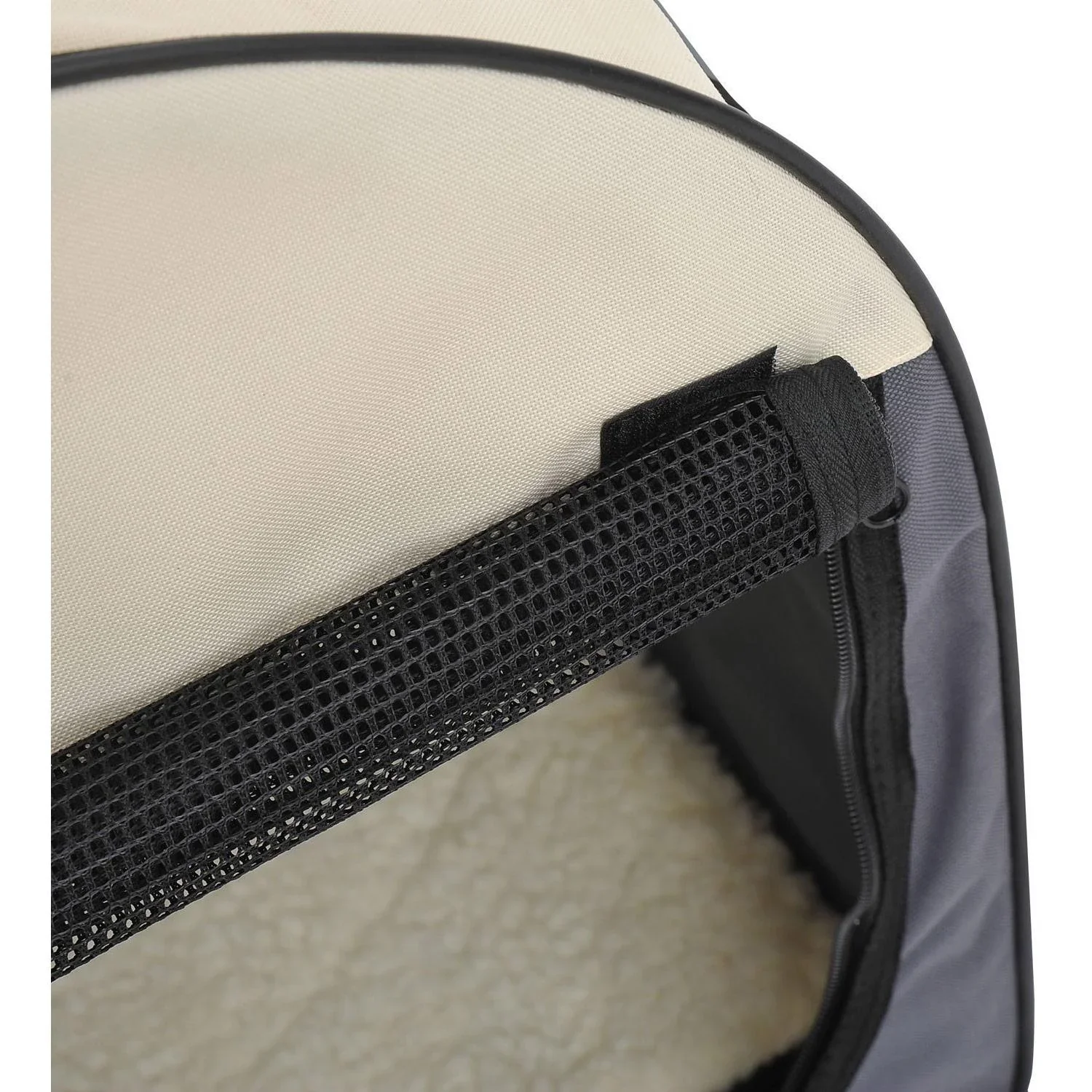 Hundetransportbox, faltbar, Größe L - 70x51x59 cm, dunkelgrau-creme - 1