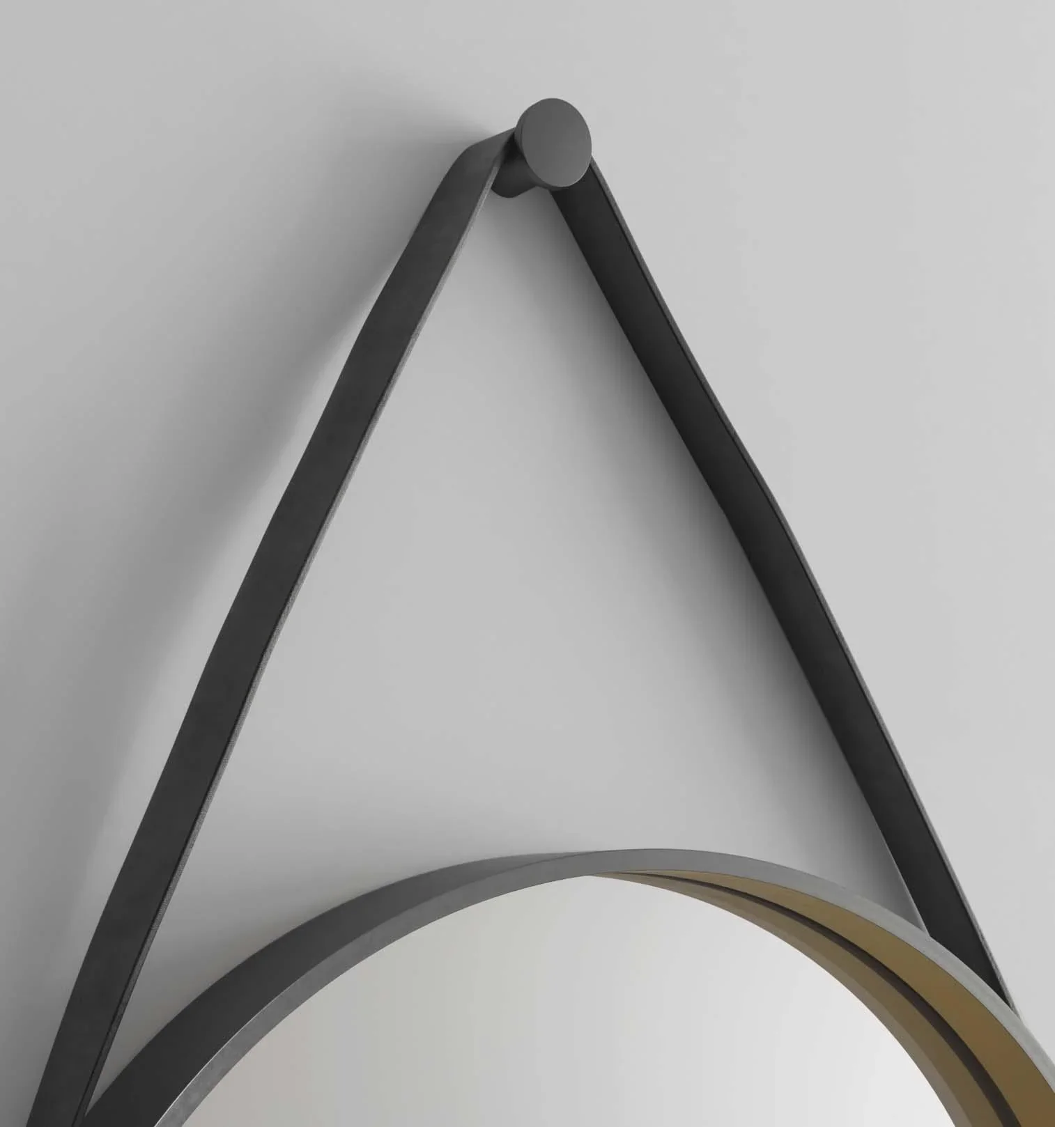 Dekorativer runder Wandspiegel in schwarz/gold matt Ø 55m - 0