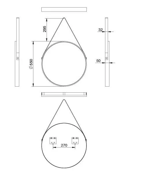 Dekorativer runder Wandspiegel in schwarz/gold matt Ø 55m - 4