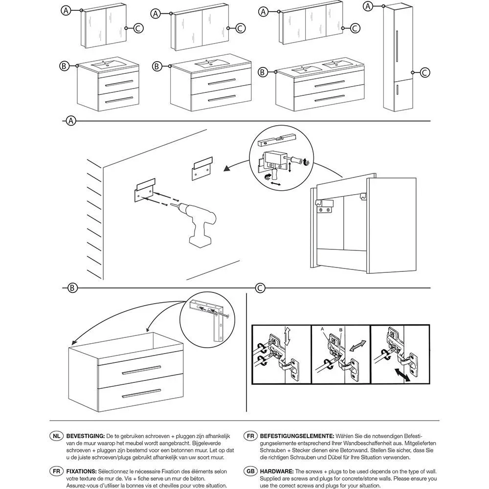 Badezimmermöbel Style 100cm links - schwartz Eiche - 1