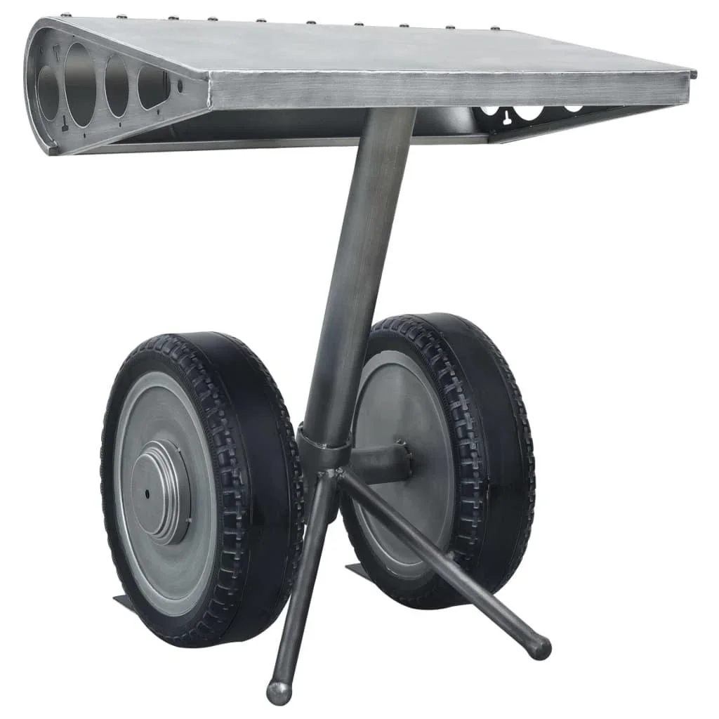 Beistelltisch mit Rad-Design 53x40x60 cm Eisen silber-schwarz - 0