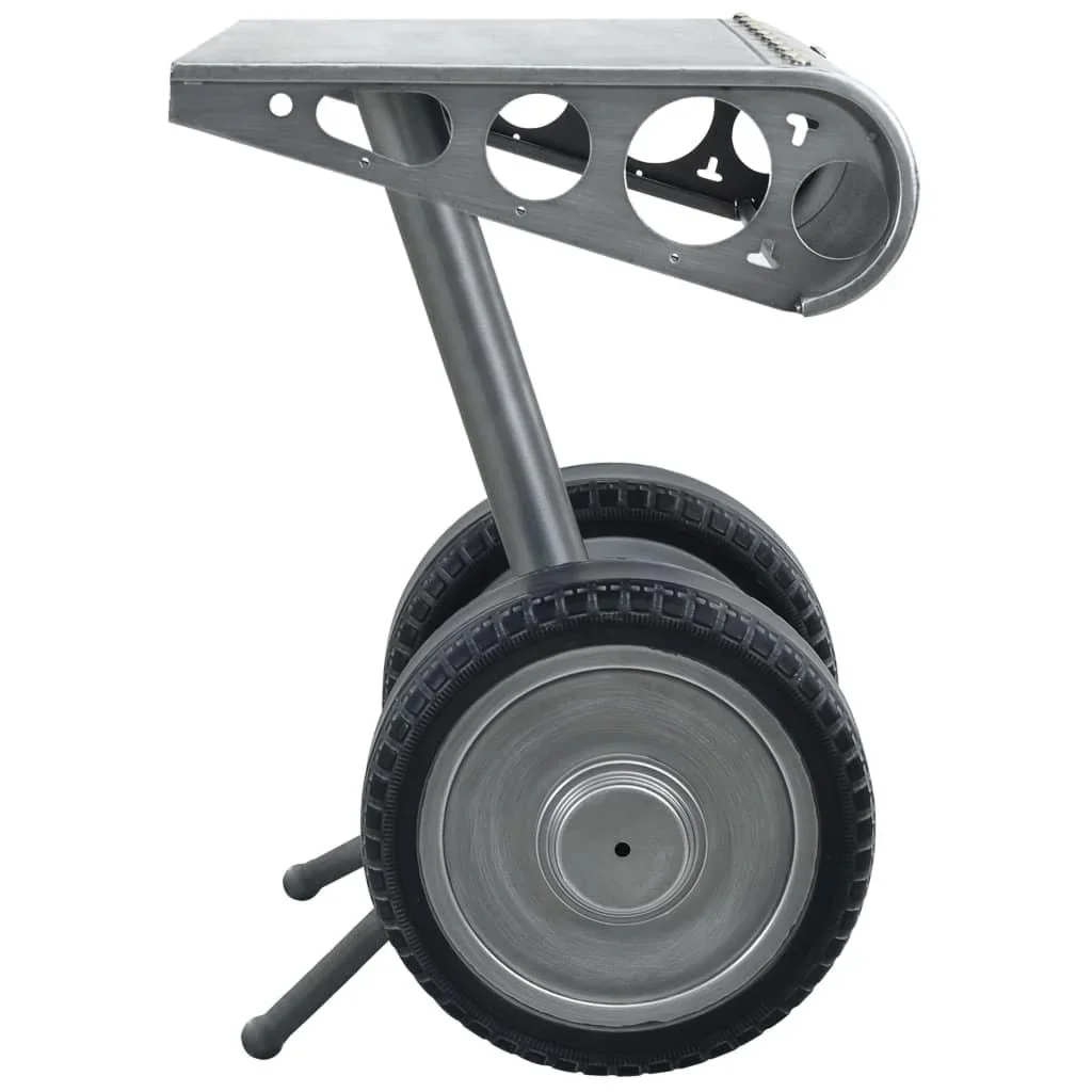 Beistelltisch mit Rad-Design 53x40x60 cm Eisen silber-schwarz - 2