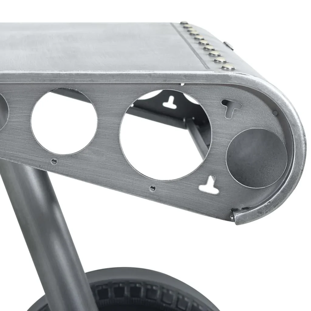Beistelltisch mit Rad-Design 53x40x60 cm Eisen silber-schwarz - 4