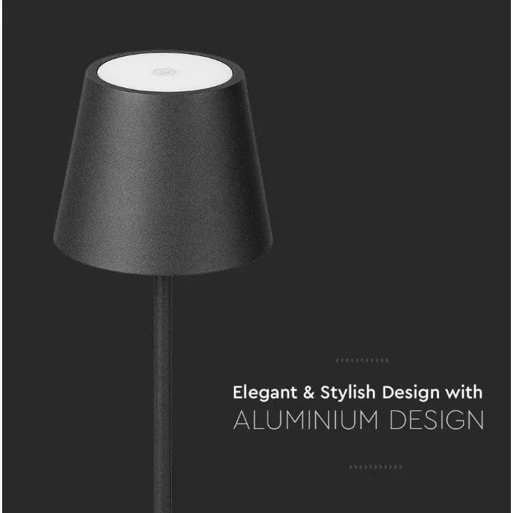 VT-7522 Tischleuchte - 3000K - Dimmbar über Touch - Wiederaufladbar - Schwarz- IP54 - 1