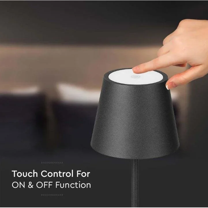 VT-7522 Tischleuchte - 3000K - Dimmbar über Touch - Wiederaufladbar - Schwarz- IP54 - 3