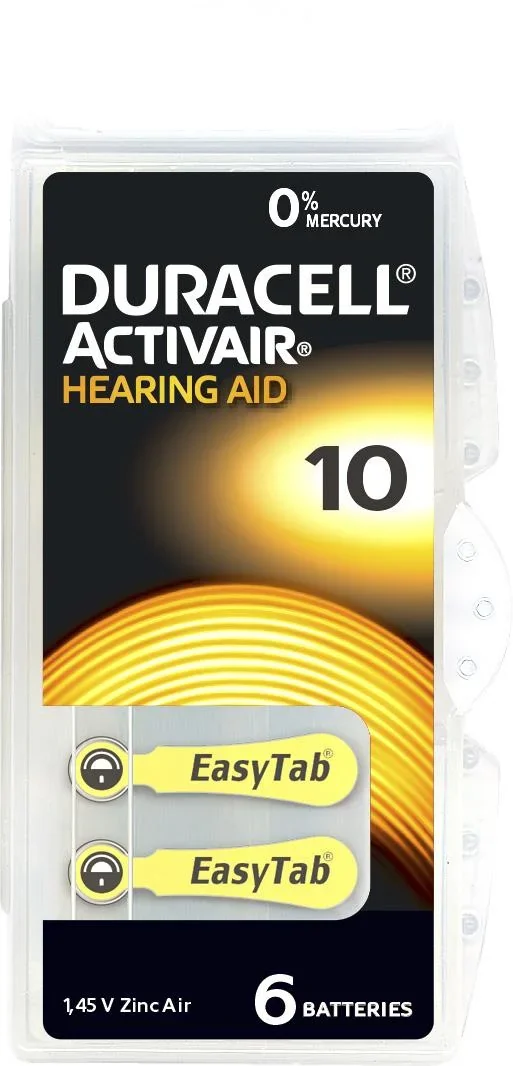 ActivAir Zink-Luft Hörgerätebatterien Typ 10 GELB - 6 Stück - 0