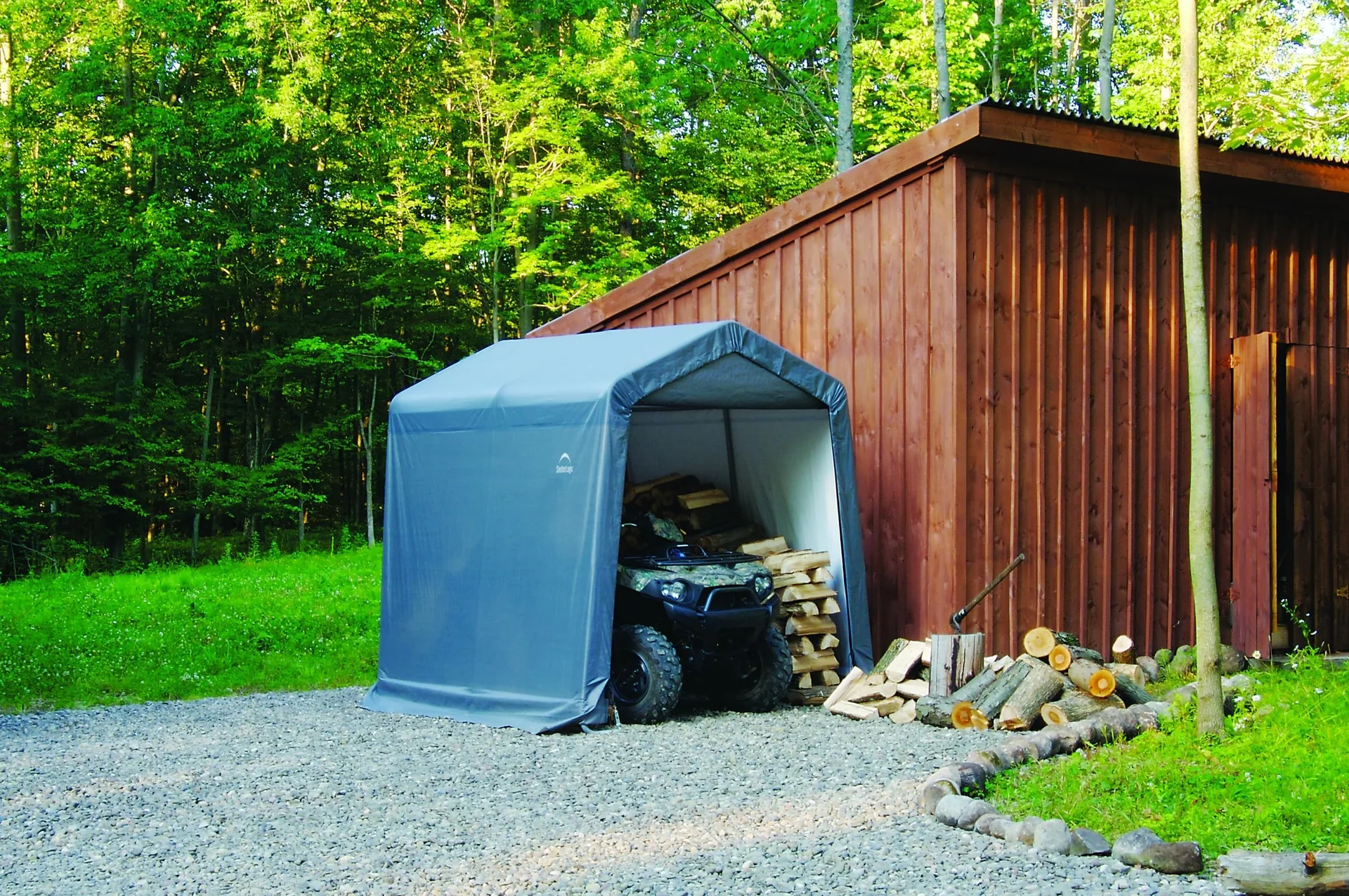 Foliengerätehaus 5,76 m² grau, 240 x 240 cm - 2