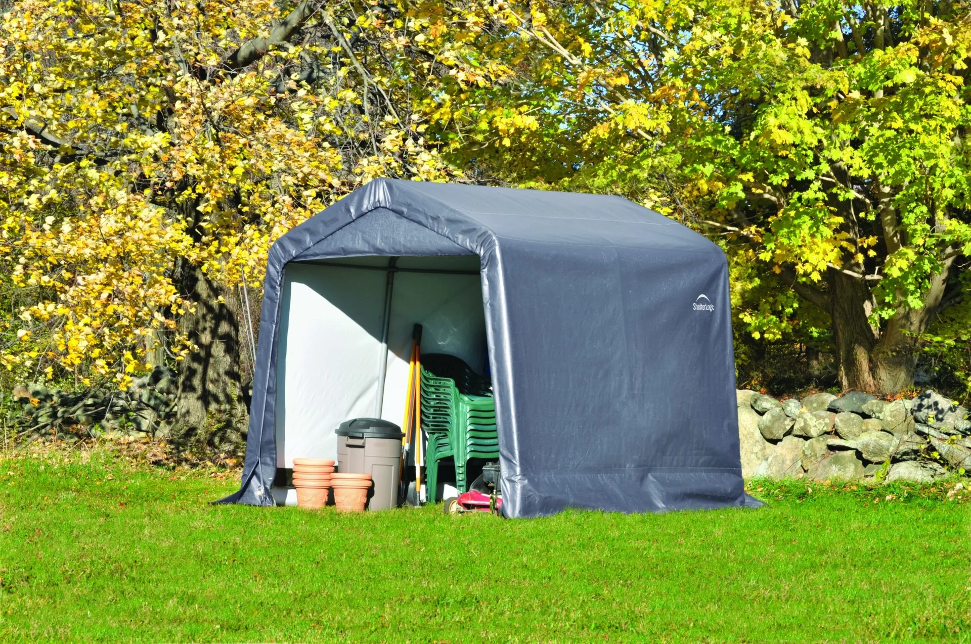 Foliengerätehaus 5,76 m² grau, 240 x 240 cm - 5