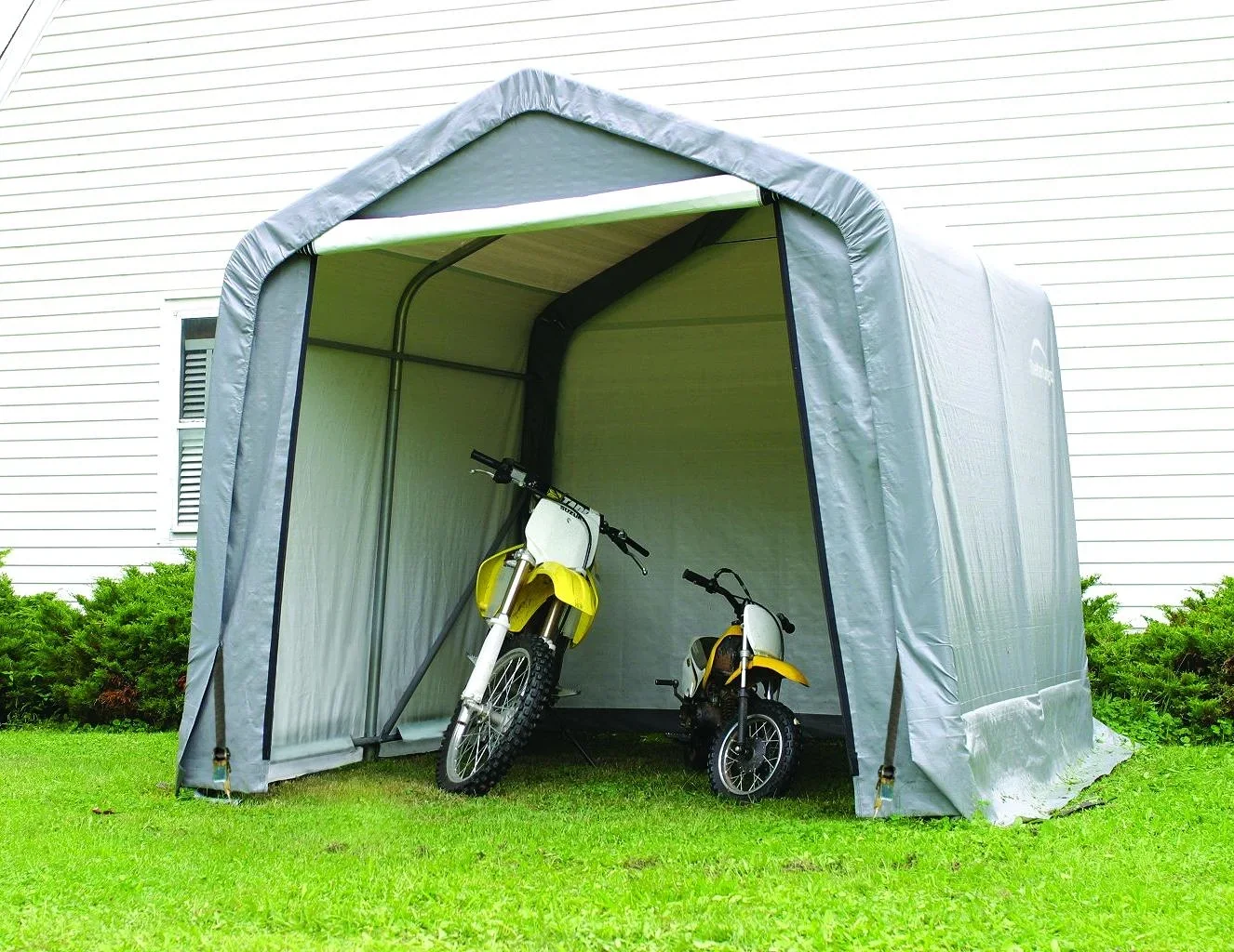 Foliengerätehaus 5,76 m² grau, 240 x 240 cm - 6