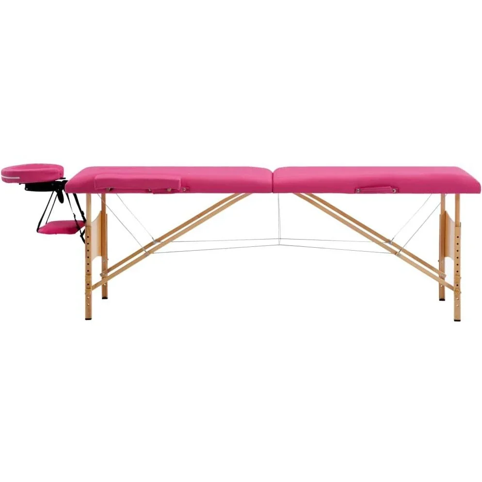 Massagetisch faltbar 2 Zonen Holz rosa - 3