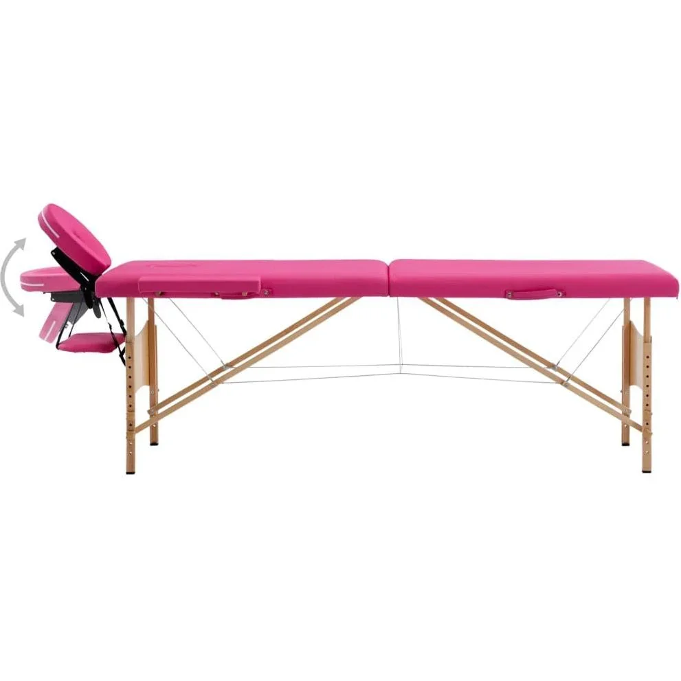 Massagetisch faltbar 2 Zonen Holz rosa - 6