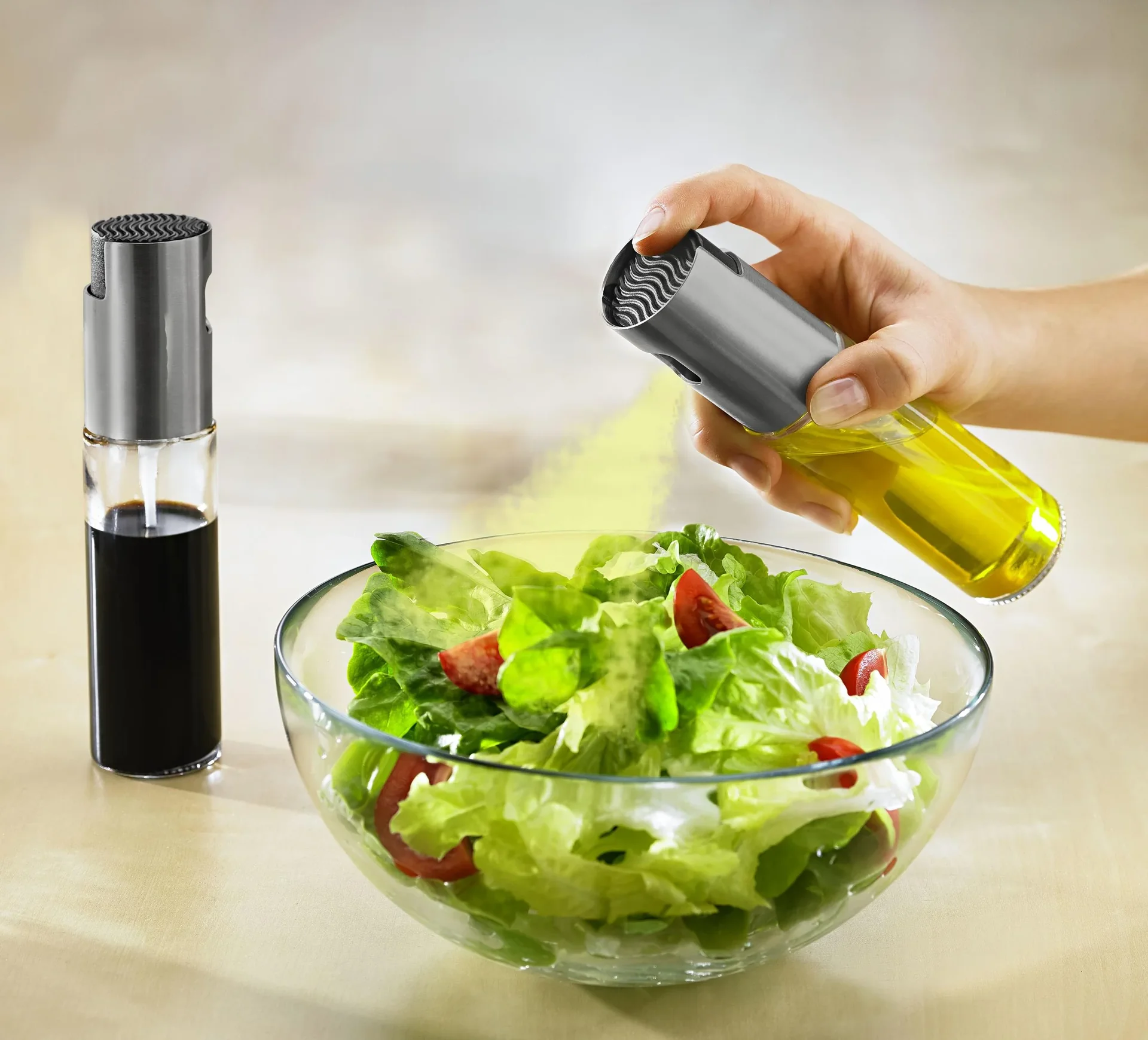 Essig- und Öl-Spender, Sprühflasche "Essig-Öl Clou", Stahl/Glas 1 Stück - 0