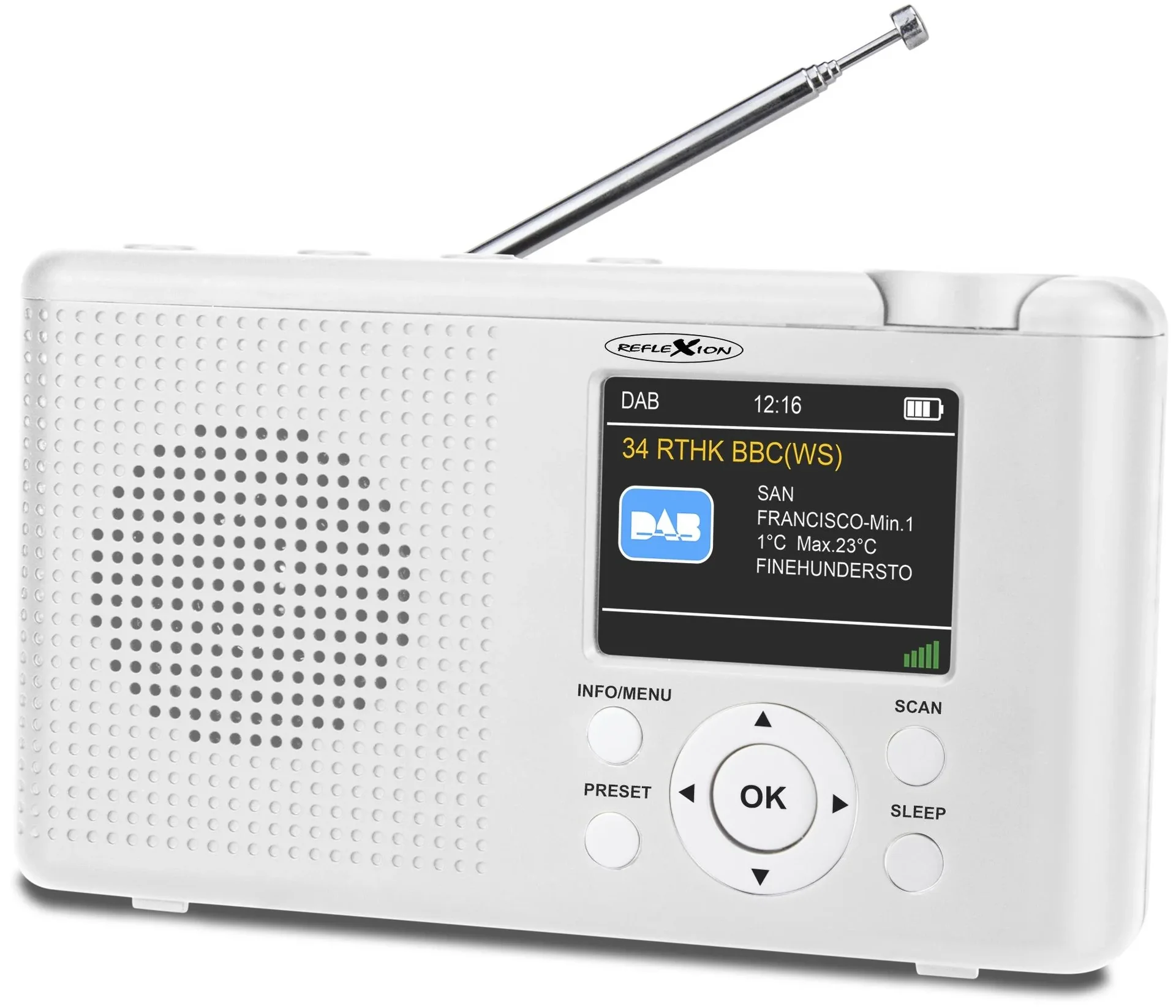 DAB+/UKW-Radio mit RDS, Akku, tragbar, weiß - 0