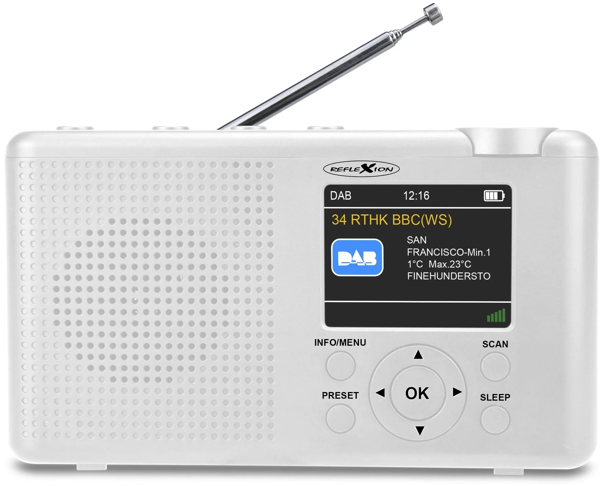 DAB+/UKW-Radio mit RDS, Akku, tragbar, weiß - 1