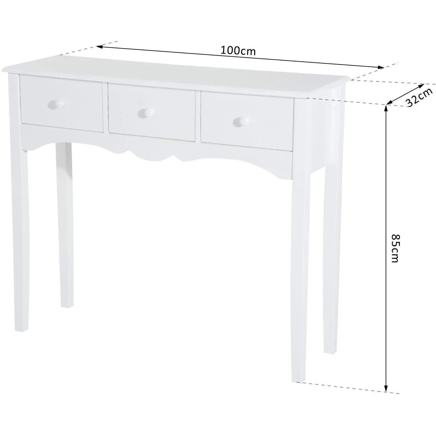 Konsolentisch MDF, weiß - 5