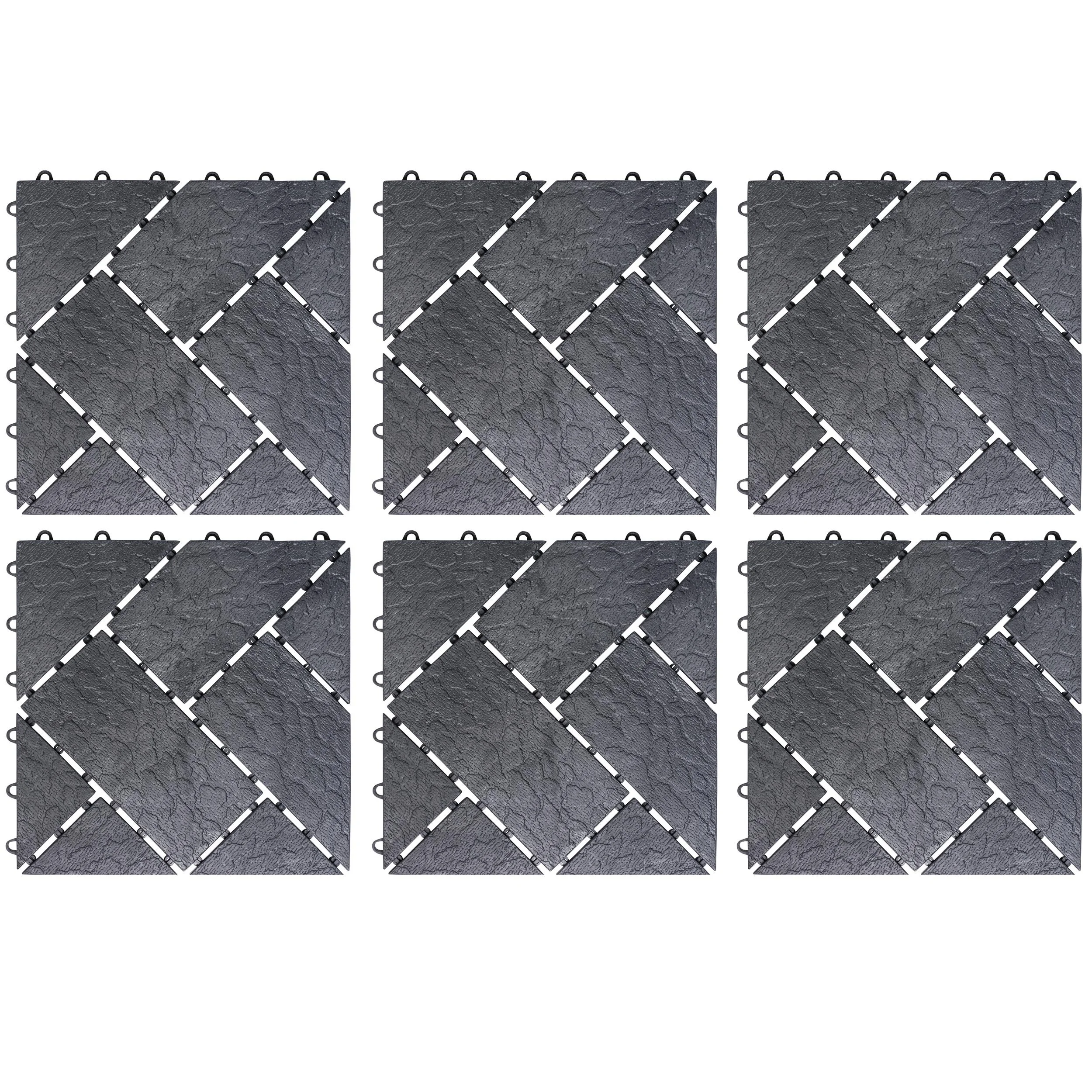 Gartenplatten, Schiefer-Optik, 30 x 30 cm, 6er-Set - 0