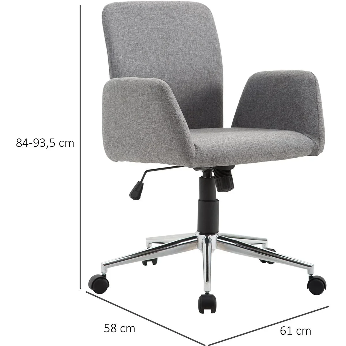 Drehstuhl mit Wippmechanik an der Rückenlehne grau - 1