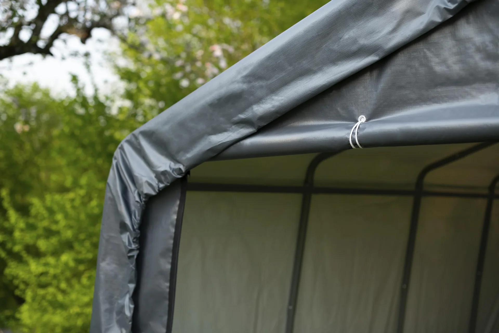 Foliengarage und Gerätehaus 18 m² grau, 370x490x240 cm - 5