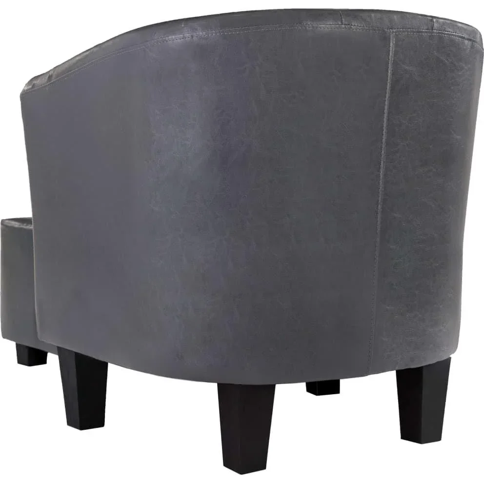 Schalensitz mit Fußhocker Kunstleder grau - 3