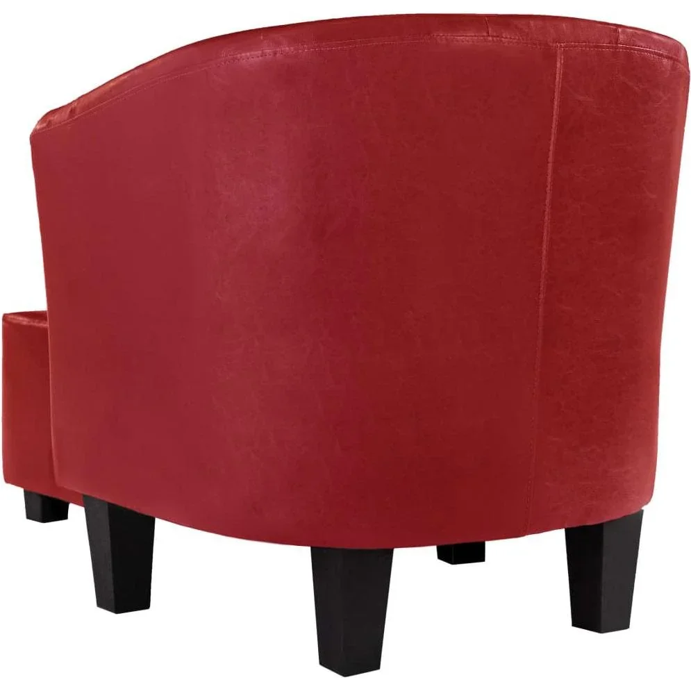 Schalensitz mit Fußhocker Kunstleder rot - 0