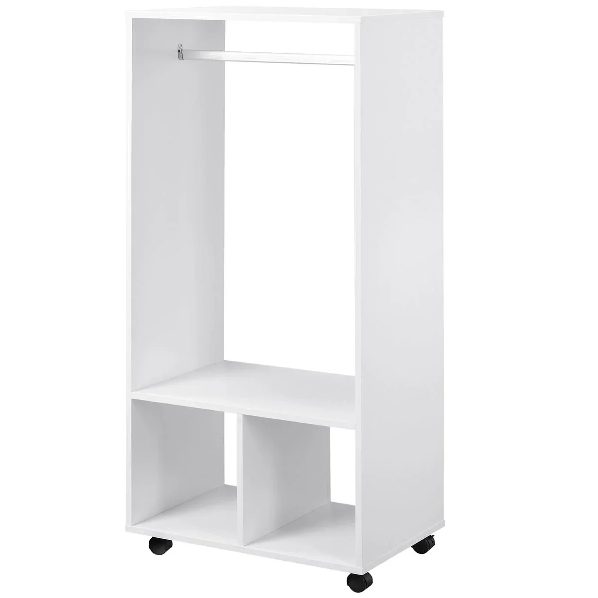 Mobiler Kleiderschrank Garderobe Schrank mit Regal 4 Schwenkräder für Wohnzimmer Schlafzimmer, Aluminiumlegierungen, 60 - 1