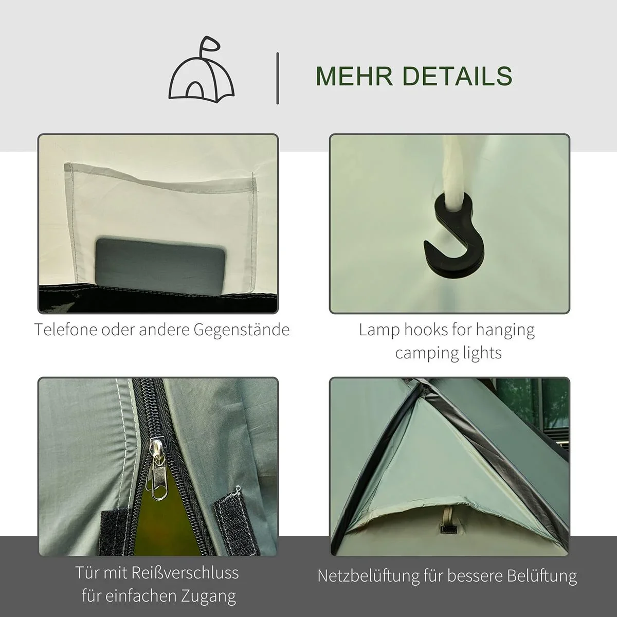 Campingzelt für 4-5 Personene grün - 4