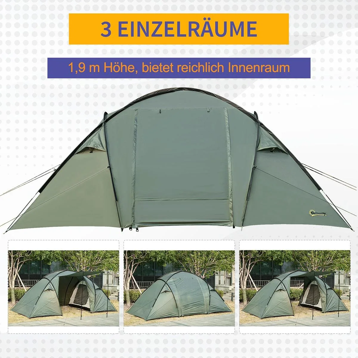 Campingzelt für 4-5 Personene grün - 8