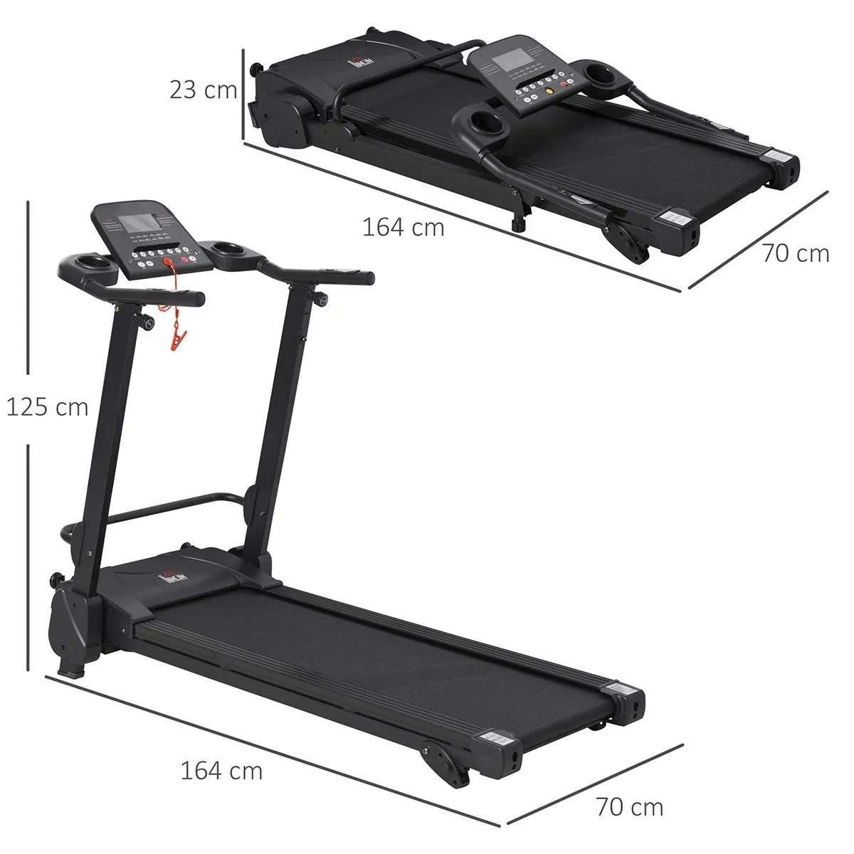 Elektrisches Laufband mit LCD-Display USB- und MP3-Player Faltbares Fitnessgerät 1-14 Km/h Stahl Schwarz 164 x 70 x 125 - 1
